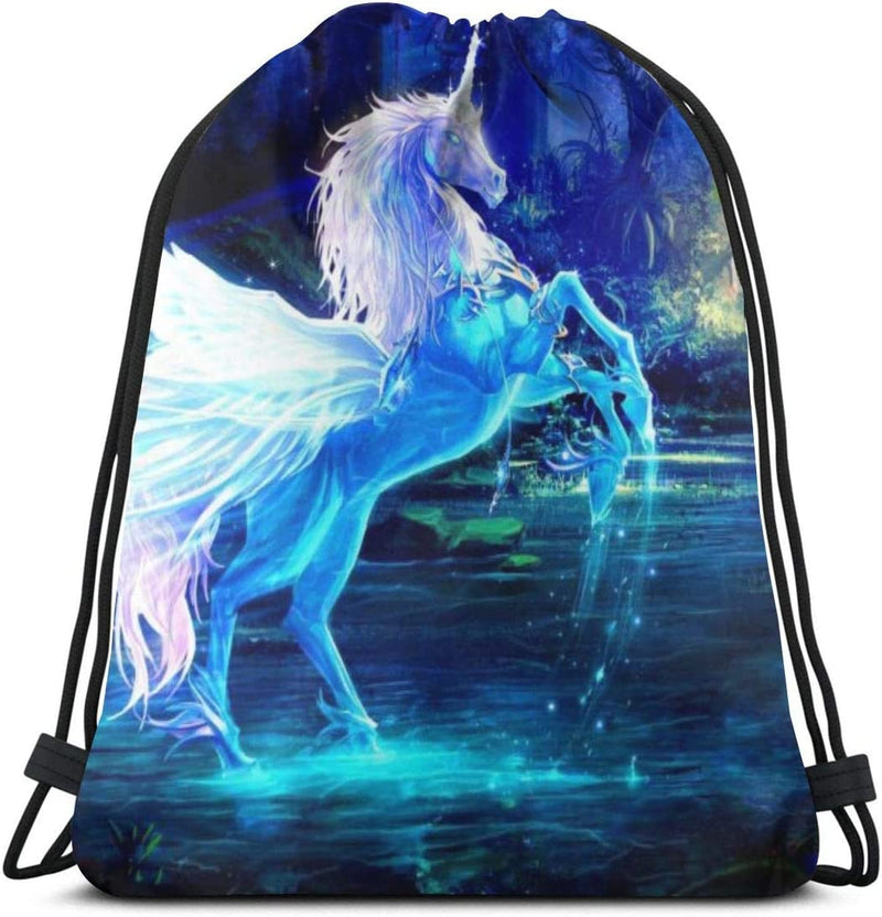 Love Volleyball Unisex Drawstring Backpack Bag Sport Gym Travel Sackpack Home & Garden > Household Supplies > Storage & Organization YISHOW Unicorn on Water in the Night  