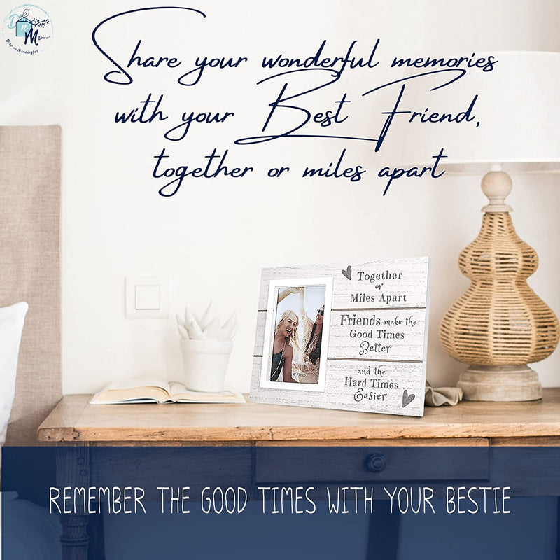 Dnm Decor 6X4 Best Friend Picture Frame - Long Distance Friendship Gifts or Gifts for Best Friend - This Cute Picture Frame Will Be Loved by Your BFF (White Wash - Frame 2)
