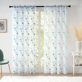 Floral Blue Sheer Curtains 63 Inch Length 2 Panels, Embroidered Sheer Curtains for Living Room, Rod Pocket Semi Sheer Drapes Window Curtain Panels for Kitchen, Bedroom, White and Blue, 52 X 63 Inch Home & Garden > Decor > Window Treatments > Curtains & Drapes CaaMoo Blue 52" W x 84" L 