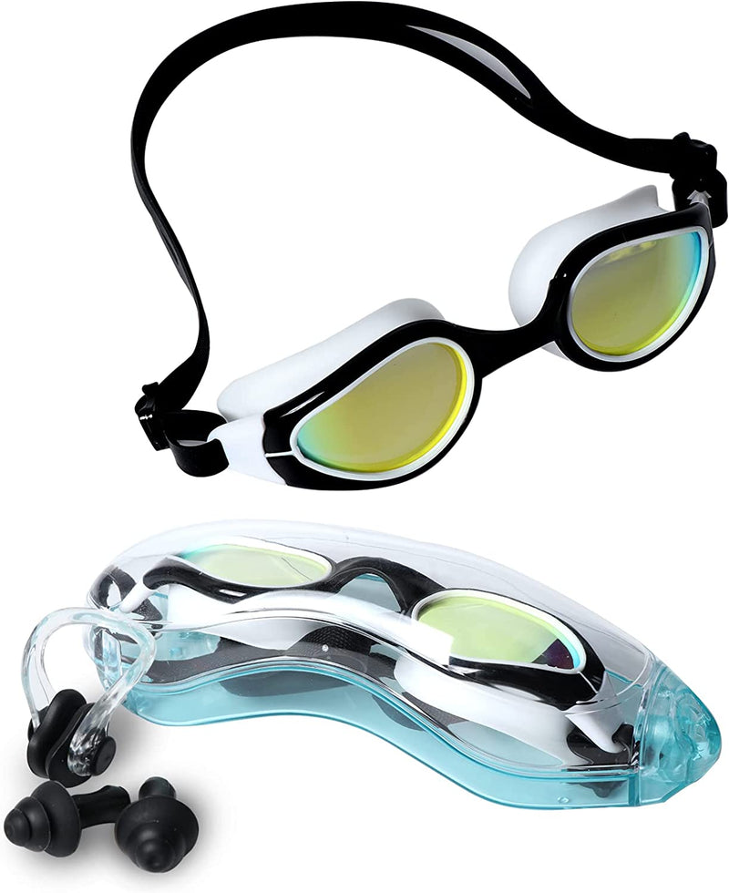 DREAM&GLAMOUR Swim Goggles,Swimming Goggles No Leaking for Adult Men Women Youth Sporting Goods > Outdoor Recreation > Boating & Water Sports > Swimming > Swim Goggles & Masks DREAM&GLAMOUR Mirror Yellow Lens  