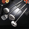 NIITAWH Wok Utensils for Carbon Steel, Stainless Steel Wok Spatula Metal, 4-Pieces 17 Inch Extra Long, Wok Tools Professional Set, Wooden Handle Skimmer, Soup Ladle, Slotted Turner Home & Garden > Kitchen & Dining > Kitchen Tools & Utensils NIITAWH Wok Utensils  