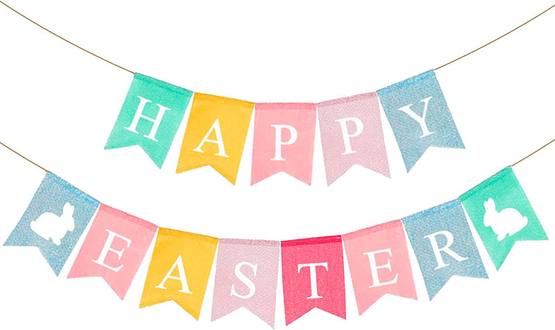 Happy Easter Banner Easter Chicken Egg Felt Happy Easter Bunny Banner Felt Easter Banner Garland for Easter Decorations, Spring Themed Party Favors Supplies, Happy Easter Day for Mantle Fireplace(2Pc) (Banner Easter Burlap) Home & Garden > Decor > Seasonal & Holiday Decorations Giga Gud Banner Easter Burlap  