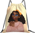 Fzryhaika African American Black Girl Print Drawstring Backpack Bag, Sports Gym Bag Sackpack String Bag for Girls Home & Garden > Household Supplies > Storage & Organization Fzryhaika Db-10  