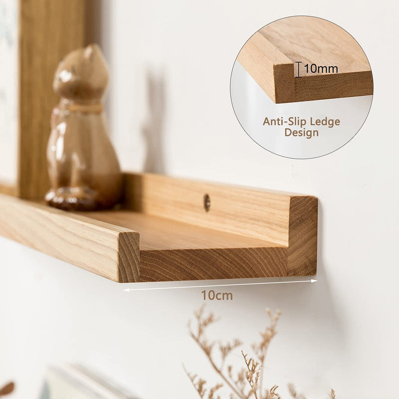Floating Shelf for Wall Natural Walnut Wood Wall Shelves Picture Ledge Display Shelf Hanging Wall Bookshelf for Living Room Bedroom Kitchen Office Home Décor (Natural, 20Inches) Furniture > Shelving > Wall Shelves & Ledges INMAN   