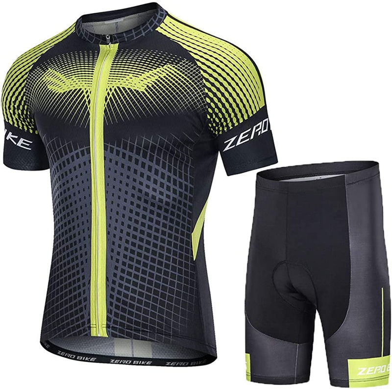 ZEROBIKE Men'S Short Sleeve Cycling Jersey Set Breathable Quick Dry 3D Padded Bicycle Shorts MTB Bike Clothing Sporting Goods > Outdoor Recreation > Cycling > Cycling Apparel & Accessories ZEROBIKE New Type 5 US-XL 