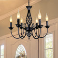 Krissake Black Farmhouse Chandeliers 6 Arm Rustic French Country Chandelier Vintage Candle Pendant Light Fixture for Dining Room Kitchen Island Bedroom, Living Room Retro Style Lighting, E14… Home & Garden > Lighting > Lighting Fixtures > Chandeliers Krissake Black  