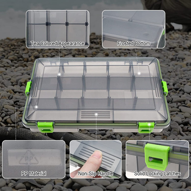 2 Pieces Fishing Tackle Box, PP Storage Box, Tackle Boxes Organizer with Removable Dividers, Transparent Grey Storage Trays for Fishing Lures, Baits, Hooks, Sinkers 10.6*6.2*2 Inch Sporting Goods > Outdoor Recreation > Fishing > Fishing Tackle China   