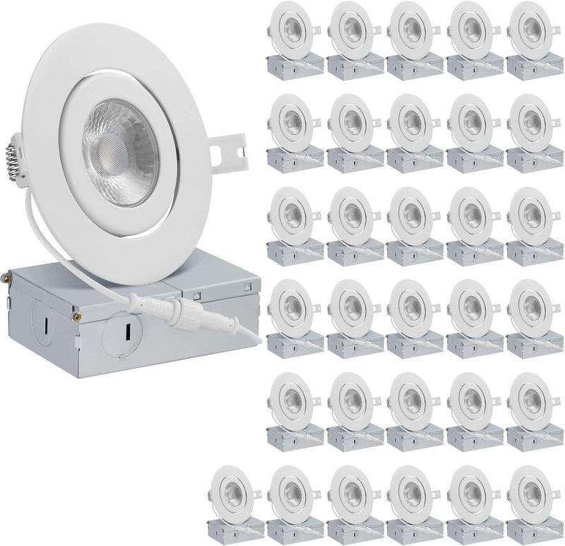 QPLUS 4 Inch Ultra-Thin Adjustable Eyeball Gimbal LED Recessed Lighting with Junction Box/Canless Downlight, 10 Watts, 750Lm, Dimmable, Energy Star and ETL Listed (5000K Day Light, 12 Pack) Home & Garden > Lighting > Flood & Spot Lights QPLUS 4000K Cool White 32 Pack 