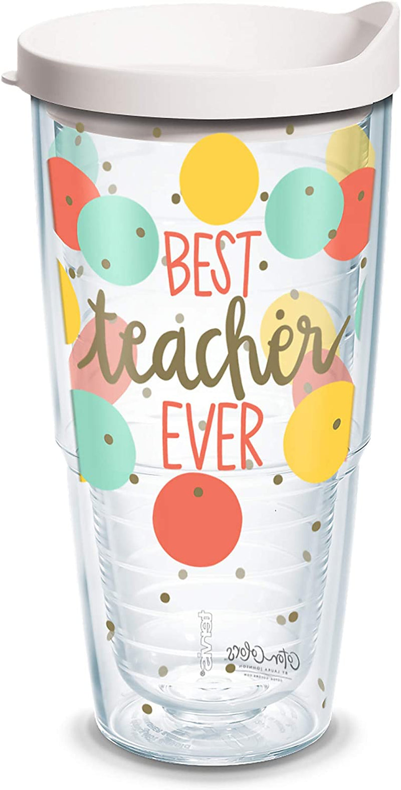 Tervis Coton Colors - Love Stripes Insulated Tumbler with Wrap and Red Lid, 16Oz, Clear Home & Garden > Kitchen & Dining > Tableware > Drinkware Tervis Best Teacher 24oz 