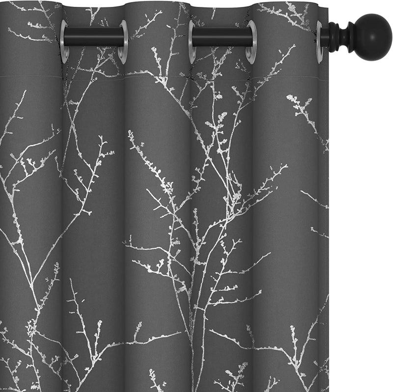 Deconovo Thermal Blackout Curtains for Bedroom and Living Room, 84 Inches Long, Light Blocking Drapes, 2 Panels with Tree Branches Design - 52W X 84L Inch, Beige, Set of 2 Panels Home & Garden > Decor > Window Treatments > Curtains & Drapes Deconovo Dark Grey 42W x 84L Inch 