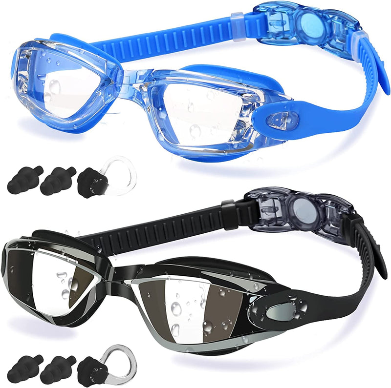 Swim Goggles, Swimming Goggles for Men Adult Women Youth Kids & Child, Teen Sporting Goods > Outdoor Recreation > Boating & Water Sports > Swimming > Swim Goggles & Masks COOLOO E. Plating Black & Blue  