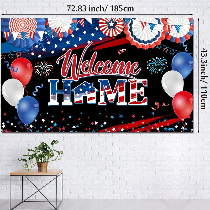 Welcome Home Banner Decoration Patriotic Welcome Home Backdrop Large Fabric Military Army Welcome Back Photo Backdrop for Deployment Returning Homecoming Party Decorations Supplies, 72.8 X 43.3 Inch  Tiamon   