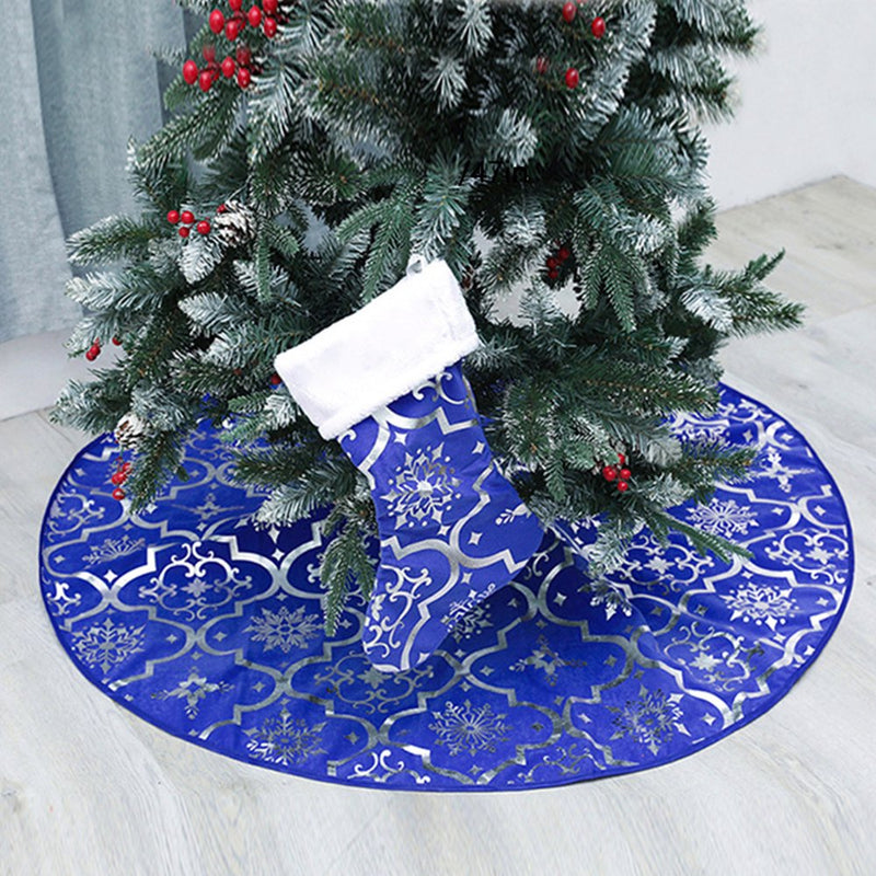 Haillom 48 Inch Red Christmas Tree Skirt Snowflakes Tree Skirt Double Layers Xmas Tree Mat Party Decorations with Stocking Home & Garden > Decor > Seasonal & Holiday Decorations > Christmas Tree Skirts TureClos Dark Blue  