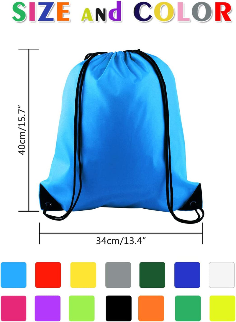 FEPITO 16 Pack Drawstring Bags String Backpack Bulk Sack Cinch Bag Sport Bags for Gym Traveling