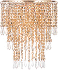 Waneway Acrylic Chandelier Shade, Ceiling Light Shade Beaded Pendant Lampshade with Crystal Beads and Chrome Frame for Bedroom, Wedding or Party Decoration, Diameter 8.7 Inches, 3 Tiers, Clear Home & Garden > Lighting > Lighting Fixtures > Chandeliers Waneway Copper  
