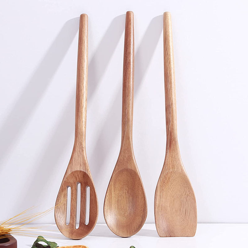Exquisite Wooden Cooking Utensils for Kitchen, Set of 5, 12 Inch Acacia Wood Kitchenware Tool Set, Cooking Gadgets Includes Spoon, Spoon Spatula, Spaghetti Spoon, Slotted Spoon, Shovel Home & Garden > Kitchen & Dining > Kitchen Tools & Utensils Decent Vrvege Acacia Spoon Set of 3  