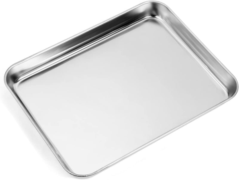 Small Stainless Steel Baking Sheets,Mini Cookie Sheets,Toaster Oven Tray Pan & Rectangle Size 9.4Lx7Wx1H Inch Non Toxic & Healthy,Superior Mirror Finish & Easy Clean,Dishwasher Safe & HOHUNGF Home & Garden > Kitchen & Dining > Cookware & Bakeware HOHUNGF 12.5inch  