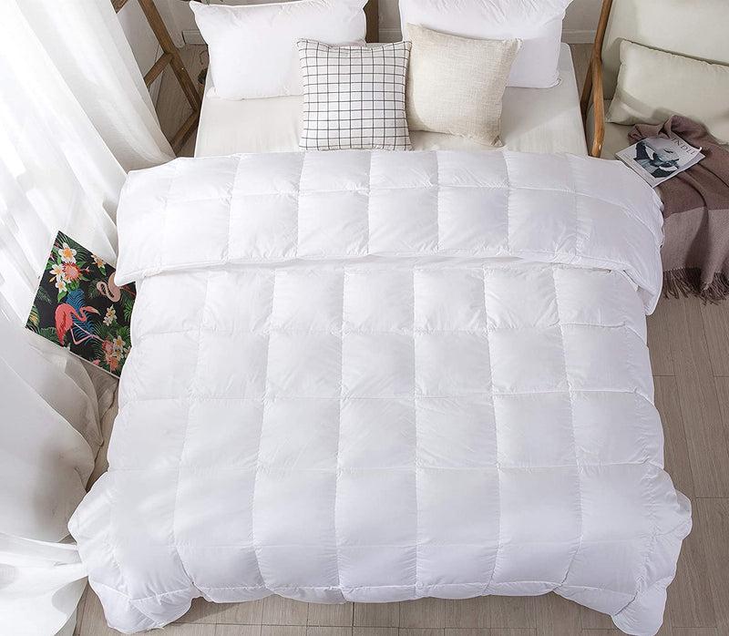 Confibona Lightweight 90% White down Comforter/Blanket,California/Oversized King Size,Duvet Insert for Summer /Warm Weather,Machine Washable,White