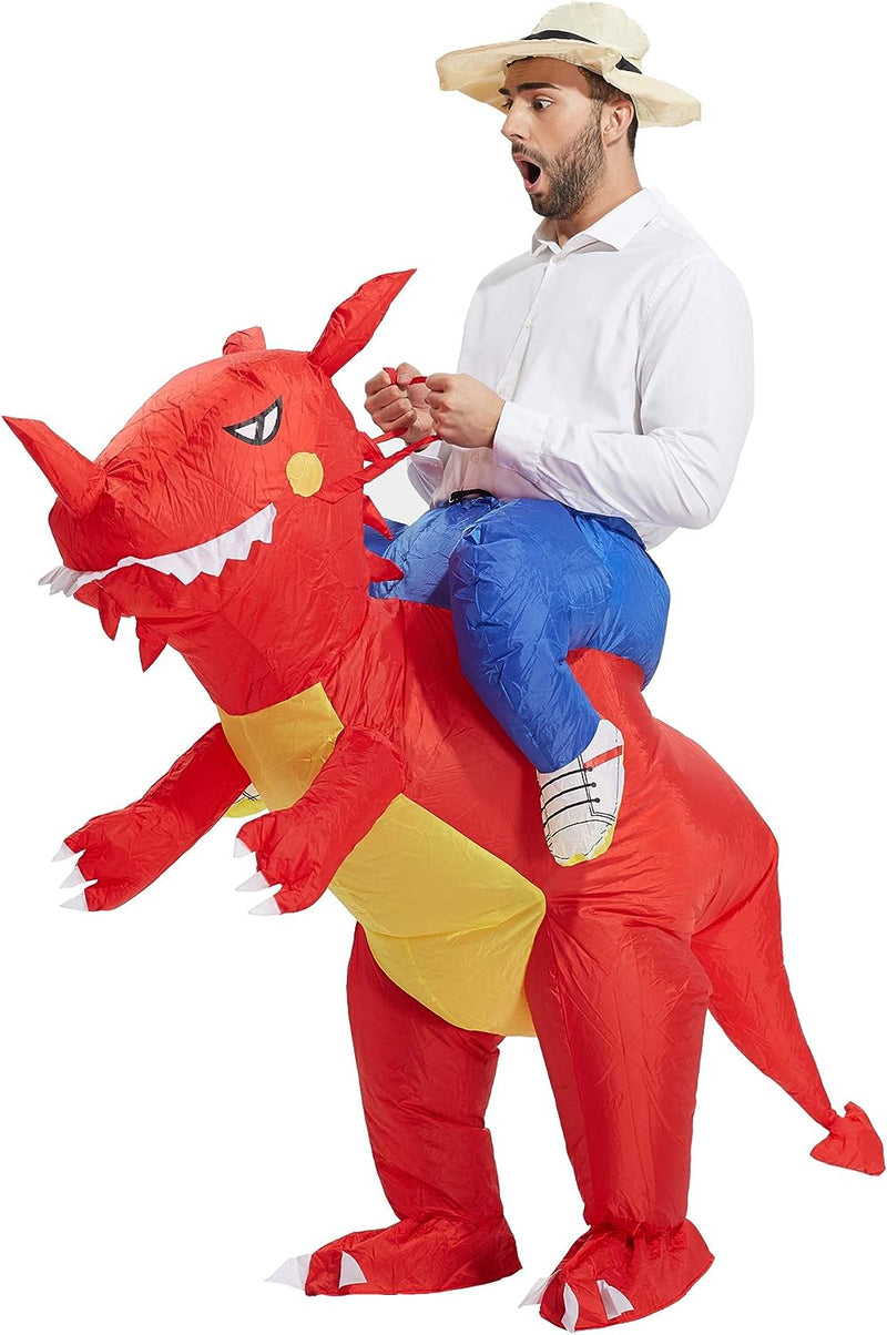 TOLOCO Inflatable Costume Adult and Kid, Inflatable Halloween Costumes for Men, Inflatable Dinosaur Costume, Blow up Costumes  TOLOCO Adult-Red Dinosaur  