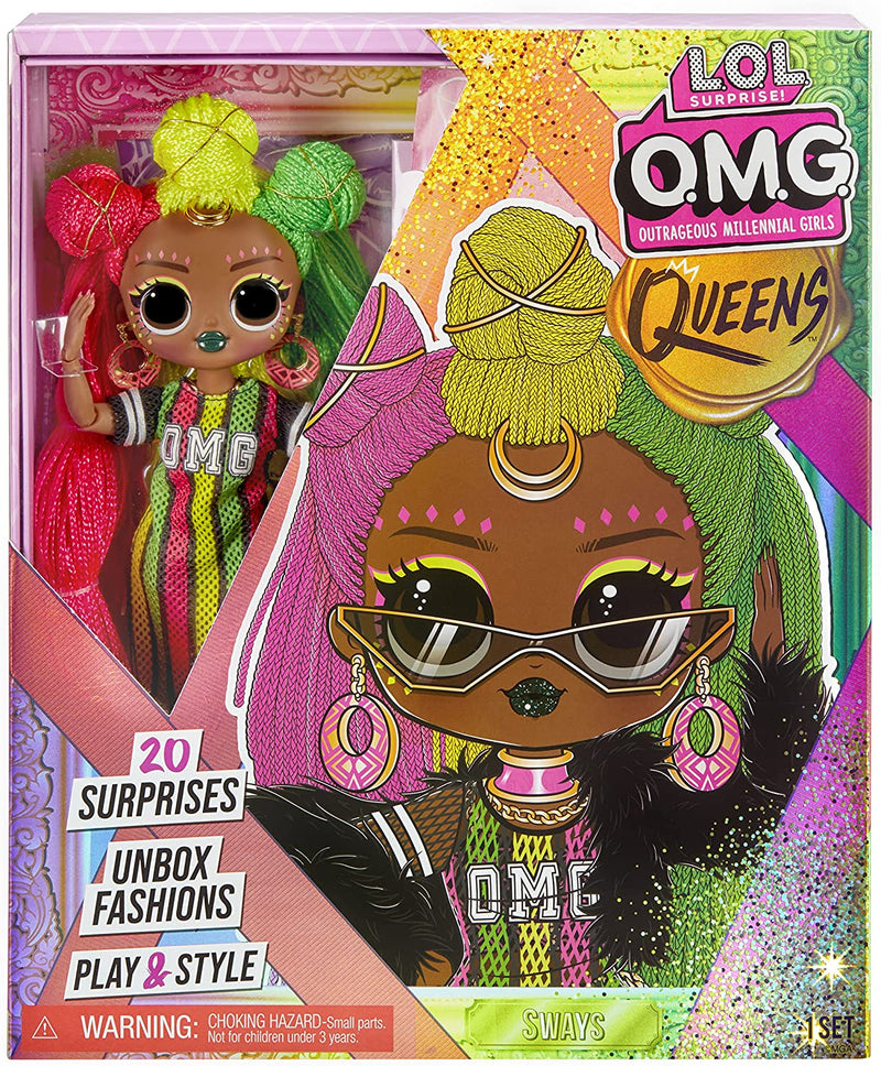 LOL Surprise OMG Queens Sways Fashion Doll with 20 Surprises Including Outfit and Accessories for Fashion Toy Girls Ages 3 and Up, 10-Inch Doll