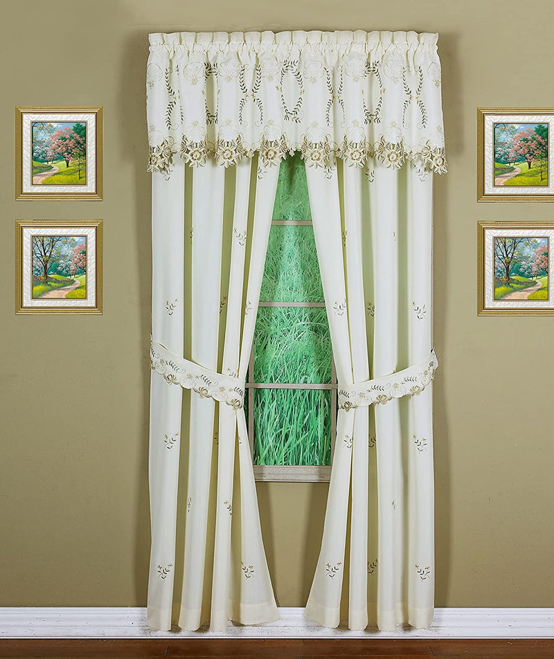 Today'S Curtain Verona Reverse Embroidery Tie-Up Shade, 63", Ecru/Rose Home & Garden > Decor > Window Treatments > Curtains & Drapes Today's Curtain Ecru/Antiqu Panel Pair 80"W X 84"L 