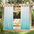 NICETOWN 2 Panels Waterproof White & Turquoise Ombre Outdoor Sheer Patio Curtains, Rustproof Grommet Linen Vertical Drapes Semi Sheer for Pool / Cabana, W54 X L84 Home & Garden > Decor > Window Treatments > Curtains & Drapes NICETOWN Turquoise W54 x L108 | 2 PCs 