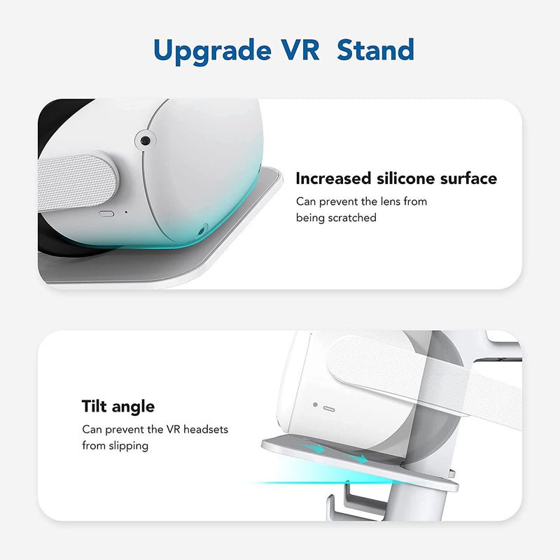 KIWI Design VR Stand Accessories Compatible with Quest 2/Rift S/Valve Index/Hp Reverb G2/Quest/Psvr 2/ Pico 4 VR Headset and Touch Controllers（Gray-White）