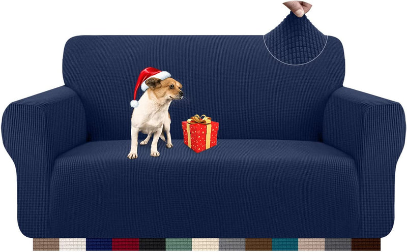 Kiduck High Stretch Chair Sofa Cover Form Fit Super Soft Couch Cover for Armchair Pet Friendly Furniture Protector with Elastic Bottom Machine Washable (Small,Chocolate) Home & Garden > Decor > Chair & Sofa Cushions Kiduck Navy Blue Medium 