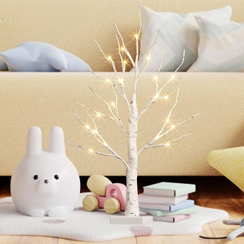 PABIPABI Easter Tree with Lights, Birch Tree with LED Lights, Easter Decorations Battery Operated Tabletop Centerpieces for Home