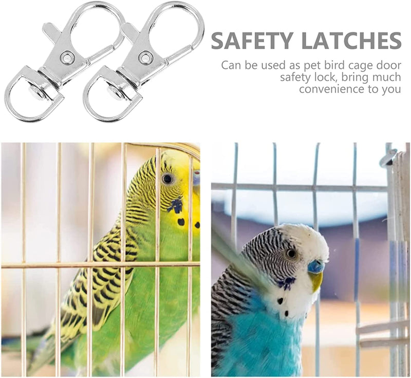 POPETPOP 20Pcs Metal Bird Cage Locks Pet Cage Door Lock Hook Clips Anti- Escape Pet Bird Door Safety Buckles Claw Trigger Snap Hook Birds Cage Accessories