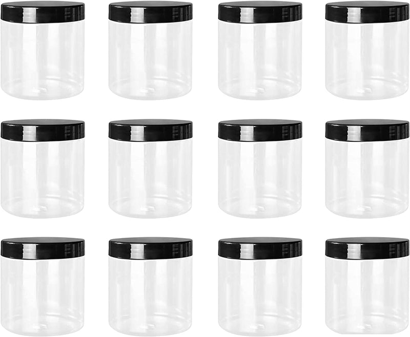Lawei 8 Pack 34 Oz Clear Plastic Jars with Black Lids - Plastic Food Storage Jars for Kitchen & Household Storage of Dry Goods, Nuts, Cookie and More Home & Garden > Decor > Decorative Jars Lawei 16 oz  