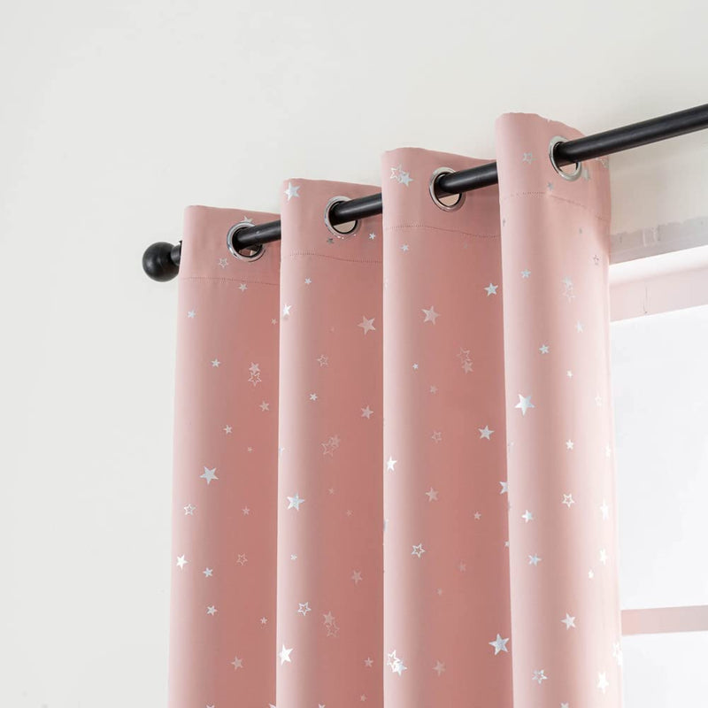 MANGATA CASA Star Blackout Curtains for Bedroom- Cute Window Curtain Panels with Grommet for Kids Room-Drapes for Nursey Living Room 84 Inch Length 2 Panels(Light Blue,52X84In) Home & Garden > Decor > Window Treatments > Curtains & Drapes MANGATA CASA Pink 52x84in 