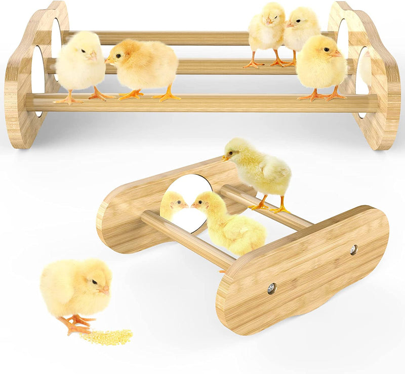 Ensayeer Bamboo Chicken Perch with Mirror, Strong Roosting Bar for Coop and Brooder, Training Perch for Large Bird, Hens, Parrots, Macaw, Easy to Assemble and Clean, Fun Toys for Chicken Animals & Pet Supplies > Pet Supplies > Bird Supplies Ensayeer 2 in 1 Chicken perches  