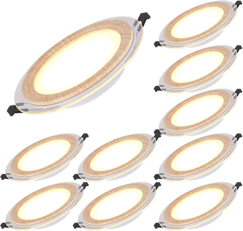 FAZRPIP 10 Pcs Acrylic Downlight,Light Guide LED Downlight, 6W 9W 12W Led Panel Lights Ultra Thin Recessed Light Baffle Trim Ceiling Recessed Lamps Daylight Retrofit Downlight