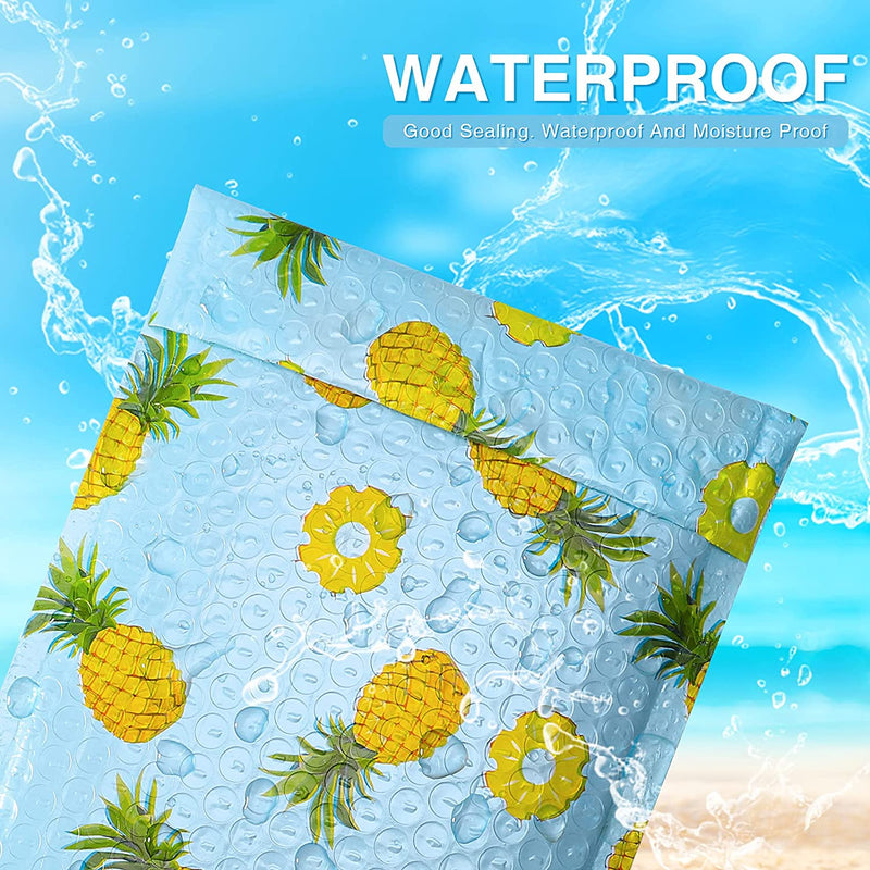 Fuxury Bubble Mailer 4X8 Inch 50 Pcs Bubble Mailers Cute Pineapple Padded Envelopes Waterproof Boutique Shipping Envelopes for Small Business Packaging Books,Makeup,Accessories Supplies Bulk