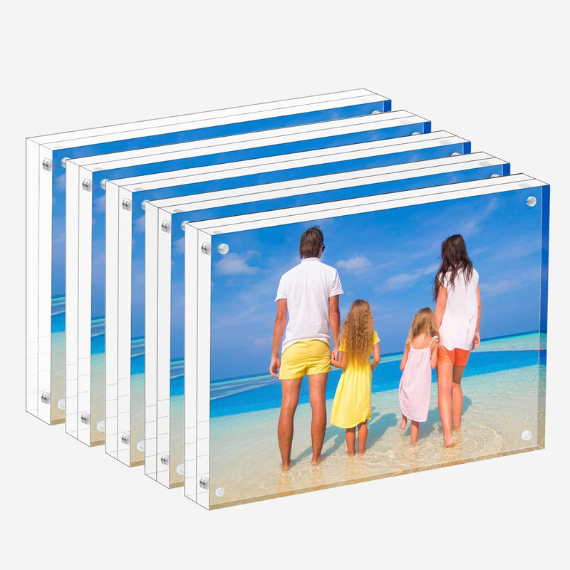 Meetu Acrylic Picture Frame 4X6,Clear Freestanding Double Sided 20Mm Thickness Frameless Magnetic Photo Frames Desktop Display with Gift Box Package(5 Pack) Home & Garden > Decor > Picture Frames Meetu 8x10“(5 Pack)  
