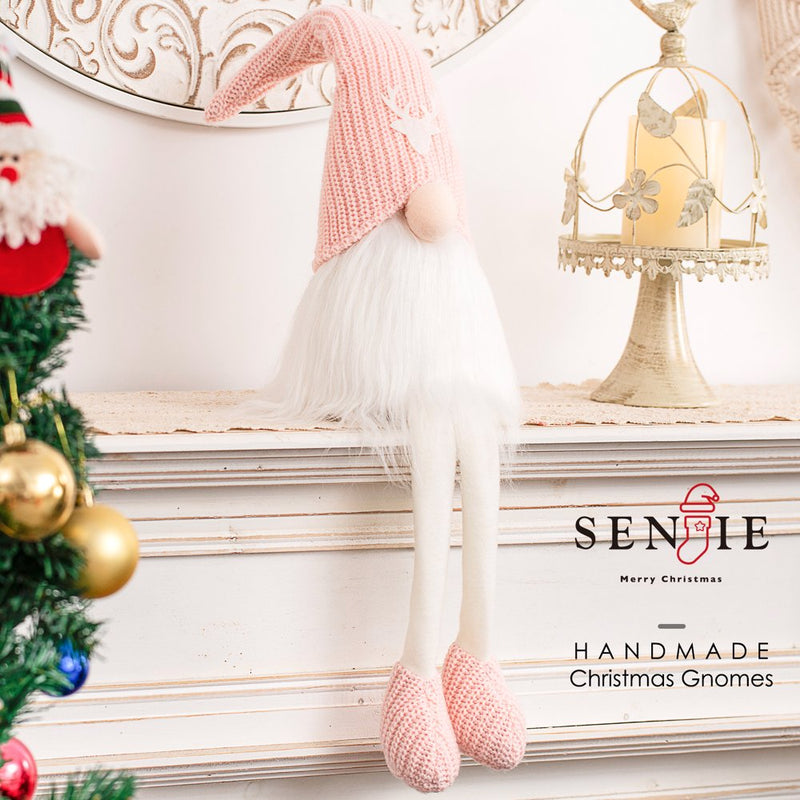 Senjie Christmas Gnome with Long Dangly Legs, Holiday Plush Tomte Decor for Birthday,Thanksgiving & Valentine'S Day Pink 16 In