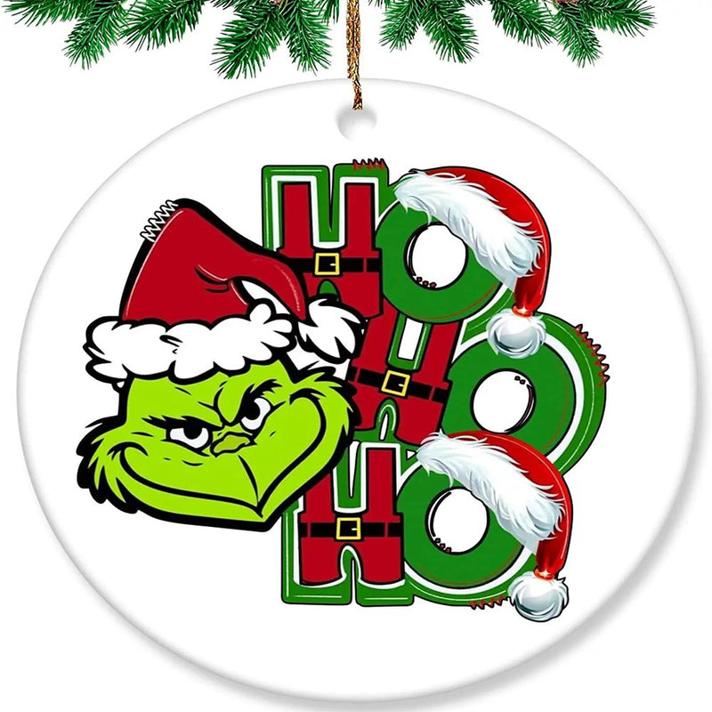 Christmas Ornaments-Reindeer Christmas Tree Decorations, Wishes Gift for Christmas Party, Double-Sided Personalized Christmas Ornaments 2022  SESIIduo Grinch Face Ho Ho Ho  