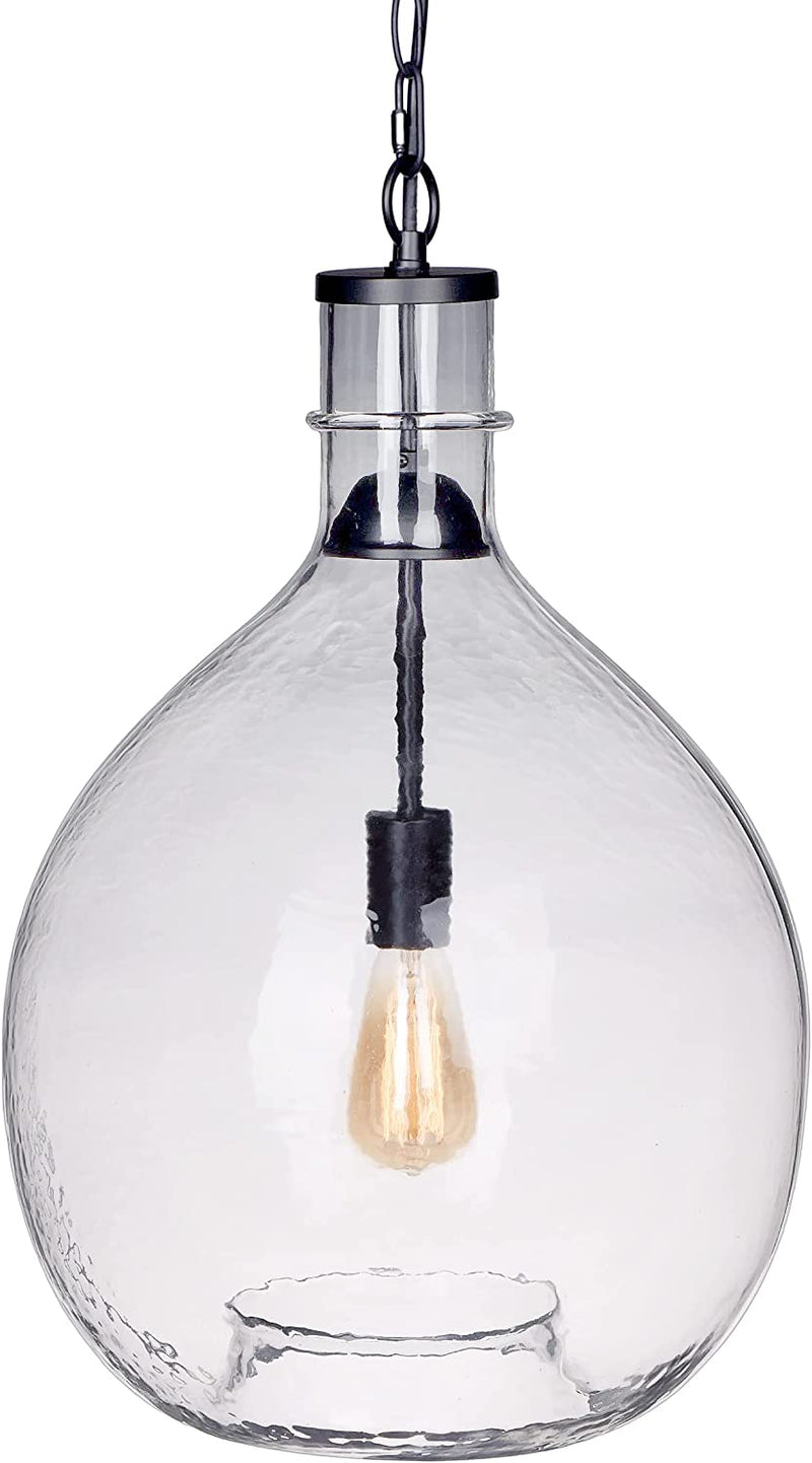 CASAMOTION Pendant Lighting Hand Blown Glass Light Fixtures Kitchen Island Drop Ceiling Hanging Vintage Chandelier Sunroom Farmhouse Dining Table Hallway Large Globe Recycled Clear 13" Inch Diam Home & Garden > Lighting > Lighting Fixtures CASAMOTION Recycle Clear 15 ‘’Diam 