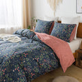 Honeilife Duvet Cover Twin Size - 100% Cotton Comforter Cover Floral Duvet Cover Sets,Tie-Dyed Style Duvet Cover with Zipper Closure and Corner Ties,2 Pcs Breathable Comforter Cover Sets-Deep Blue