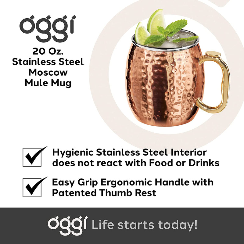 Oggi Moscow Hammered Copper Plated Mule Mug with Ez-Grip Handle, 18-Ounce Home & Garden > Kitchen & Dining > Barware Oggi   