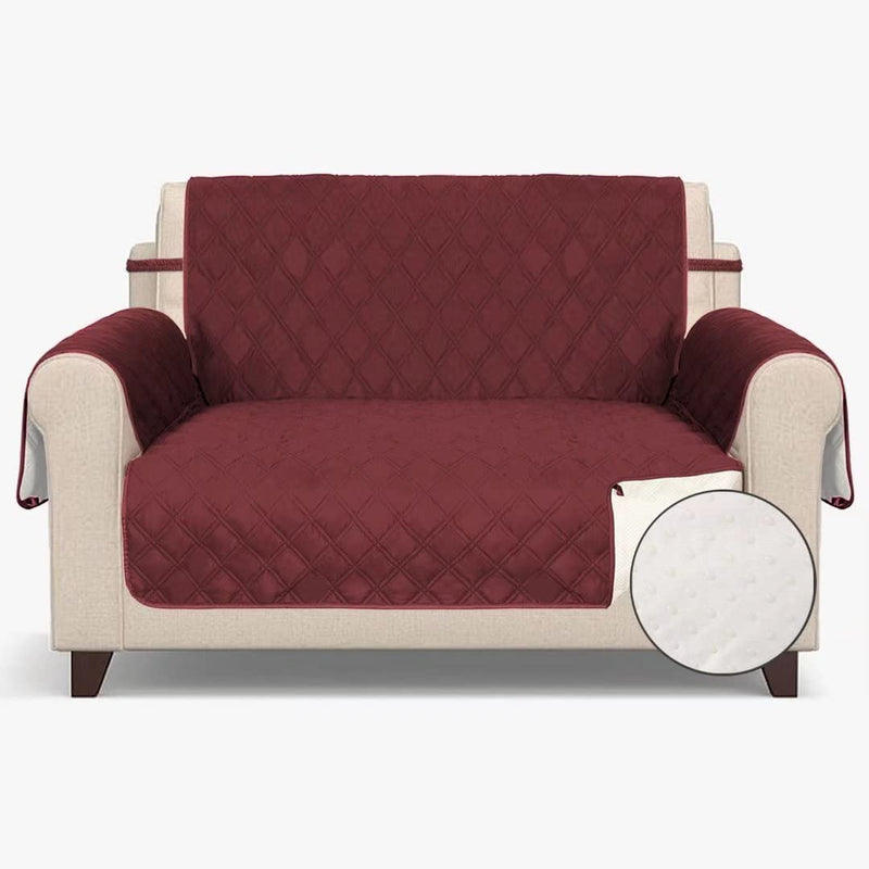 TOMORO Non Slip Chair Sofa Slipcover - 100% Waterproof Quilted Sofa Cover Furniture Protector with 5 Storage Pockets, Couch Cover for Kids, Dogs, Pets, Fits Seat Width up to 23 Inch Home & Garden > Decor > Chair & Sofa Cushions TOMORO Burgundy 46"-Loveseat 