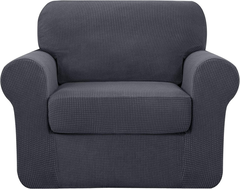 Symax Couch Cover Sofa Slipcover Chair Slipcover 2 Piece Sofa Covers Couch Slipcover Stretch Furniture Protector Washable (Chair, Ivory) Home & Garden > Decor > Chair & Sofa Cushions SyMax Grey Small 