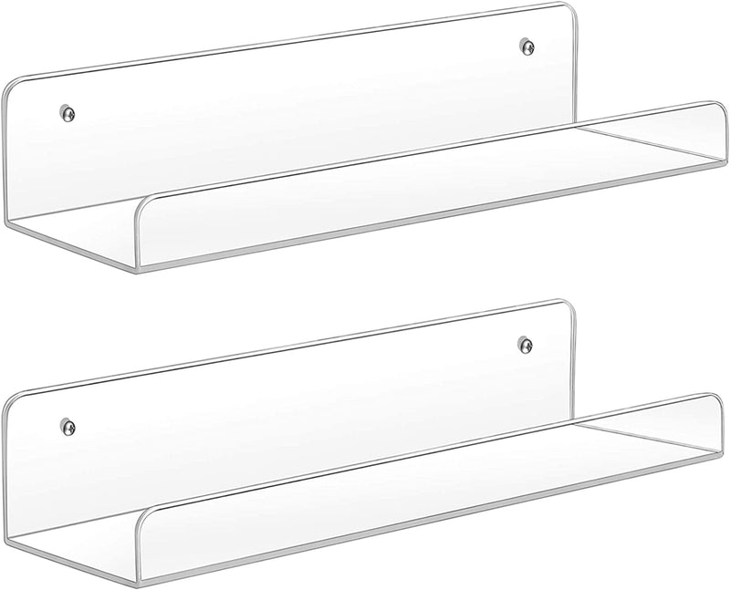 Sooyee Acrylic Shelves,6 Pack 15 Inch Floating Wall Mounted Shelves, Funko Pop Display Case,Invisible Kids Book Shelf,Picture Ledge Shelf Decor Accents ,5MM Thick Bathroom Shelves,4.77" Wide,Clear Furniture > Shelving > Wall Shelves & Ledges Sooyee 2 Pack  