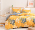 Honeilife Cotton Duvet Cover Set - 100% Cotton Herbs Pattern Comforter Cover Set, Soft and Breathable Bedding Set with Zipper Closure & Corner Ties, 3Pcs(1Duvet Cover+2 Pillow Case)-Blueblack, King Home & Garden > Linens & Bedding > Bedding HoneiLife Yellow Palmae Queen/Full 