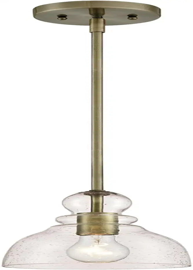 Westinghouse Lighting 6356400 Adjustable Indoor Mini-Pendant Light, Washed Copper Finish with Handblown Clear Seeded Glass Home & Garden > Lighting > Lighting Fixtures Westinghouse Lighting Antique Brass  