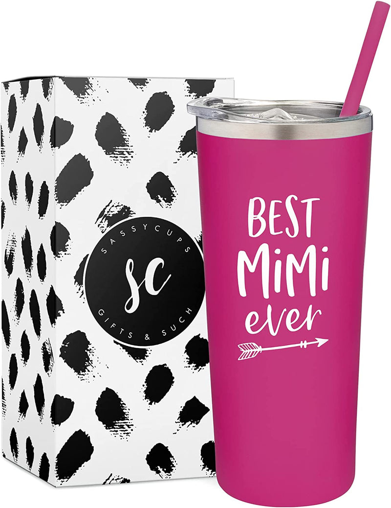 Sassycups Best Nana Ever Tumbler | 22 Ounce Engraved Mint Stainless Steel Insulated Travel Mug | Nana Tumbler | for Nana | World'S Best Nana | New Nana | Nana Birthday | Nana to Be Home & Garden > Kitchen & Dining > Tableware > Drinkware SassyCups Party Pink - Mimi  