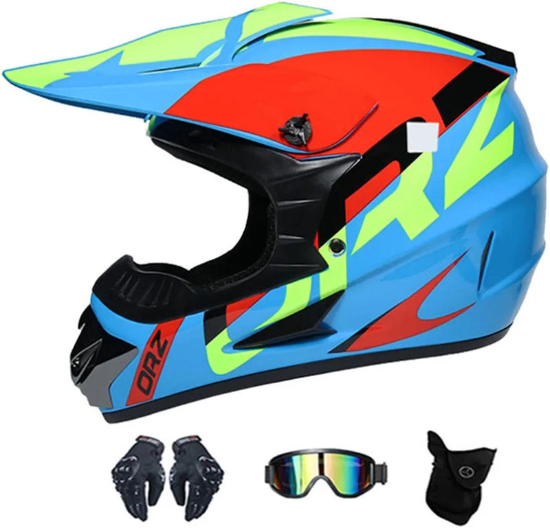 Mountain Motorcycle Motocross Helmet DOT Certified Dirt Bike Downhill Full Face Motorbike Helmet with Goggles Gloves Mask Off-Road Four Wheeler Bike Crash Helmet for Adult Men Women Sporting Goods > Outdoor Recreation > Cycling > Cycling Apparel & Accessories > Bicycle Helmets CEGLIA E Small 