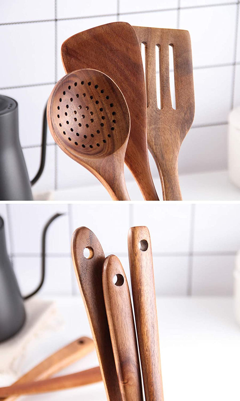 Healthy Cooking Utensils Set,Tmkit Wooden Cooking Tools and Storage Wooden Barrel- Natural Nonstick Hard Wood Spatula and Spoons - Durable Eco-Friendly and Safe Kitchen Cooking Spoon (Set of 6) Home & Garden > Kitchen & Dining > Kitchen Tools & Utensils Tmkit   