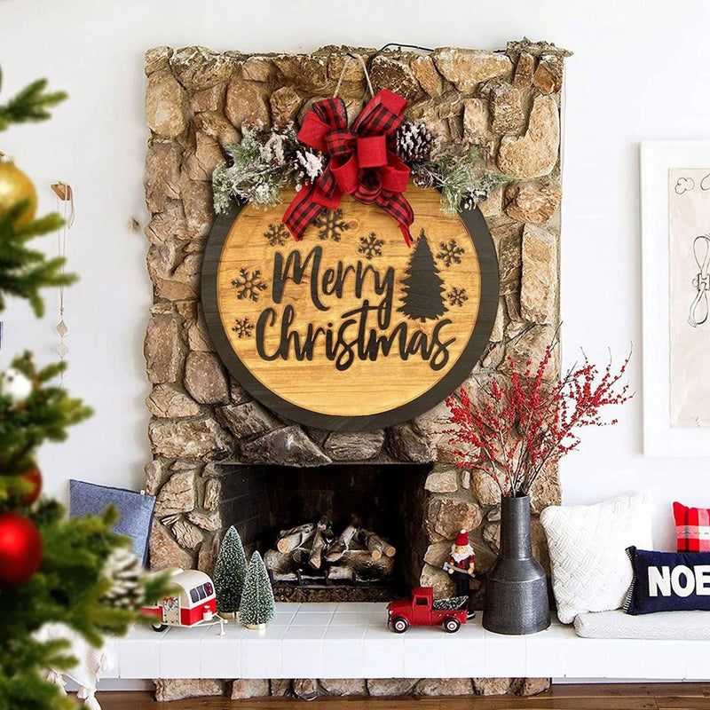 Merry Christmas Sign Christmas Red Buffalo Plaid Welcome Sign for Front Door Christmas Decoration Hanging Farmhouse Porch Christmas Decoration Outdoor Christmas Decor round Wood Sign Home Home & Garden > Decor > Seasonal & Holiday Decorations& Garden > Decor > Seasonal & Holiday Decorations Kozart   